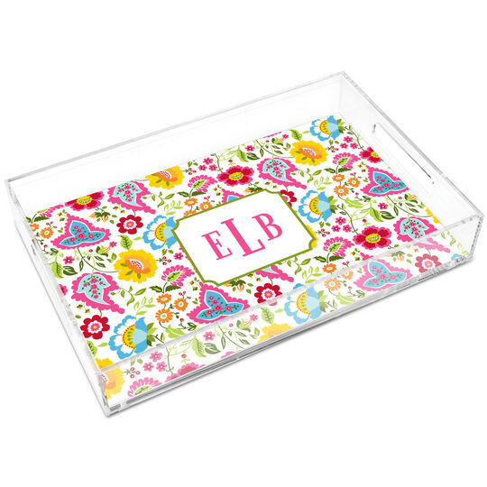 Bright Floral Lucite Trays